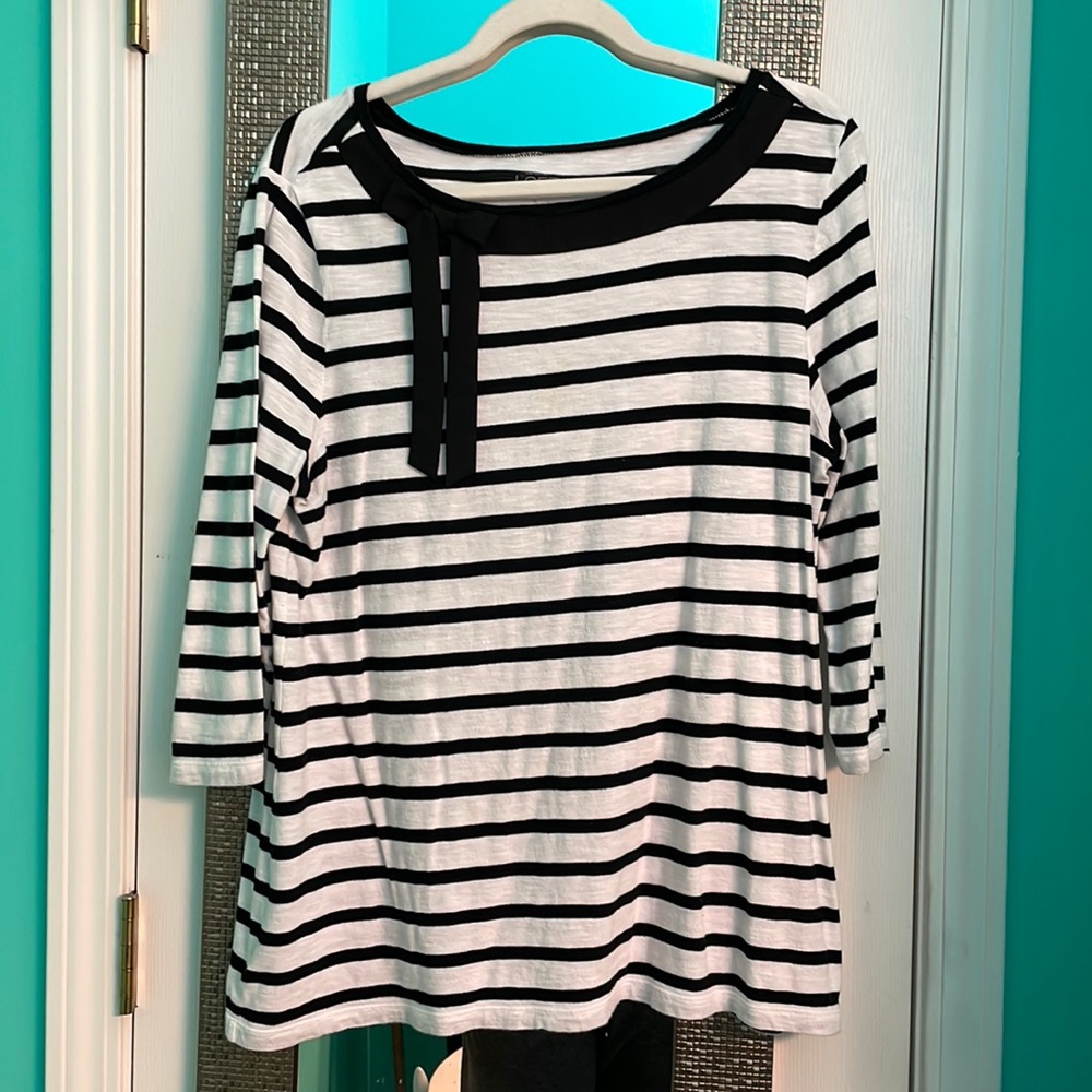 LOFT 3/4 sleeve black & white stripe